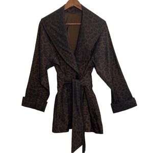 Mycra Pac Rain Jacket Womens 6 8 Brown Animal Print Reversible Packable